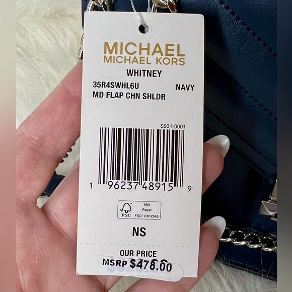 Michael Kors Whitney Medium Quilted Shoulder Bag Crossbody in Navy - Picture 10 of 10